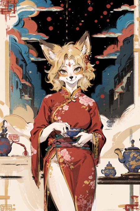 00886-63627217-masterpiece,highres,furry fox girl,solo,blonde,chinese dress, hair ornament, anicent china_looking at viewer, _.png